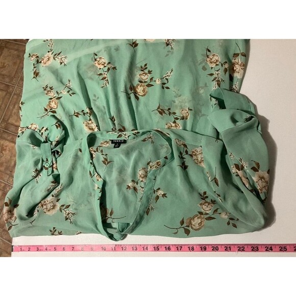 Torrid Women's Plus Size 1X Mint Green Floral Sheer Chiffon Blouse Top - Picture 6 of 8